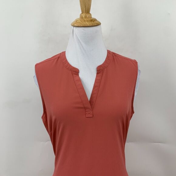 Eddie Bauer Shift Mini Dress Womens S Small Pink Notch Collar Sleeveless Jersey - Picture 3 of 14